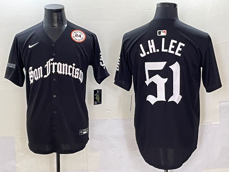 Men 2025 San Francisco Giants #51 J.H.Lee Black Five generations Joint Name Nike MLB Jersey style 53